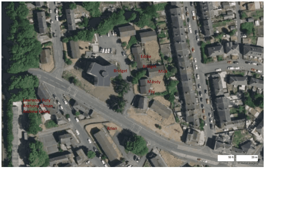Map of recent deaths in Swan Court, Lockwood, Huddersfield, a kirklees council housing estate